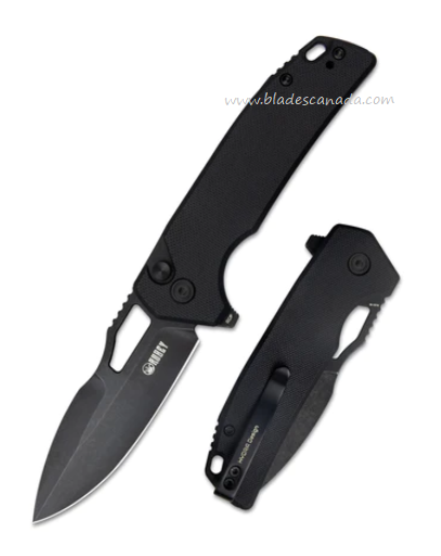Kubey RDF Flipper Button Lock Knife, AUS10 Black, G10 Black, KU316A