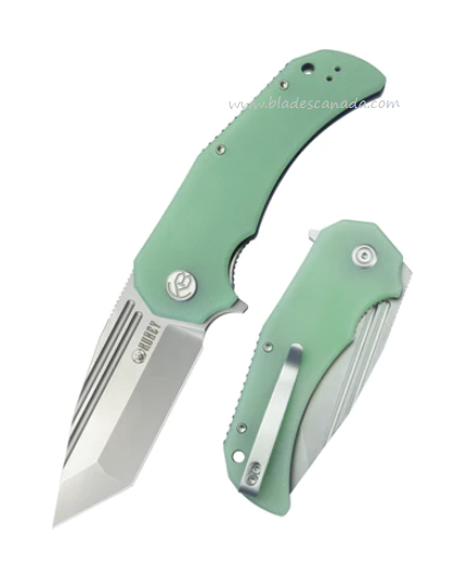 Kubey Bravo One Folding Knife, AUS10, G10 Jade, KU318D