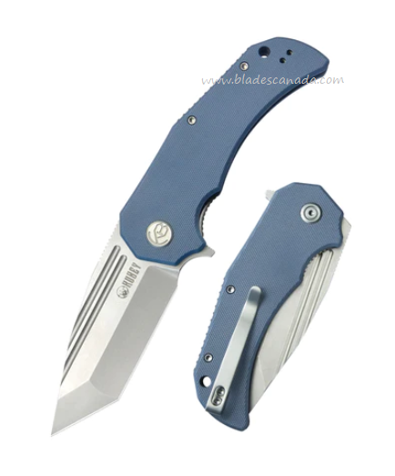 Kubey Bravo One Folding Knife, AUS10, G10 Blue, KU318E