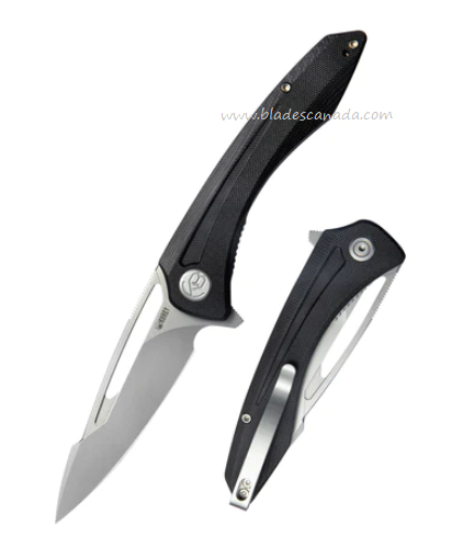 Kubey Merced Flipper Folding Knife, AUS10, G10 Black, KU345A