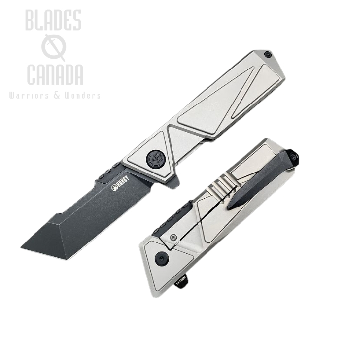 (image for) Kubey Avenger Flipper Framelock Knife, 14C28N Sandvik Black, Titanium, KB209B