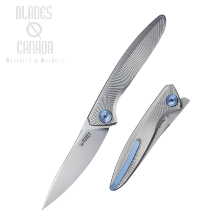 (image for) Kubey Pike Flipper Folding Knife, CPM 20CV, Titanium Handle, KB2103A