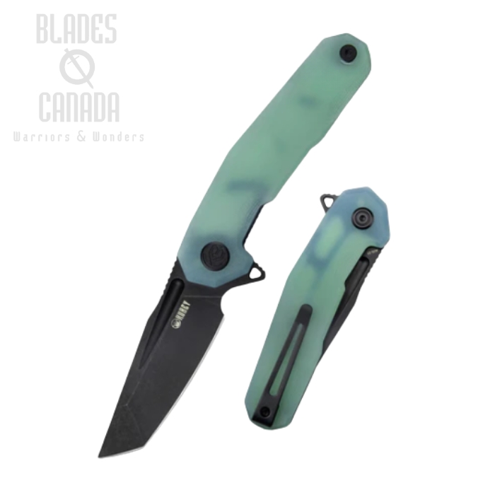 (image for) Kubey Carve Flipper Folding Knife, AUS10 Black, G10 Jade, KB237F