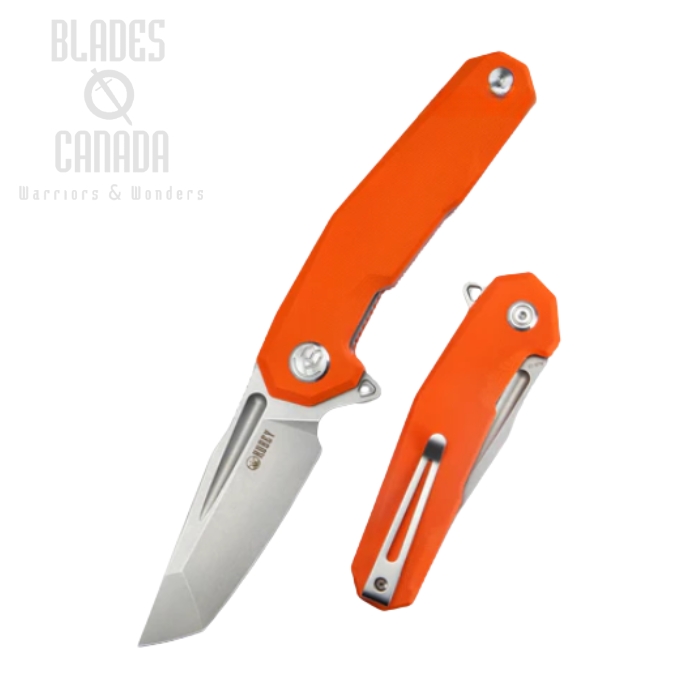 Kubey Carve Flipper Folding Knife, AUS10, G10 Orange, KB237I (image for) Kubey Carve Flipper Folding Knife, AUS10, G10 Orange, KB237I