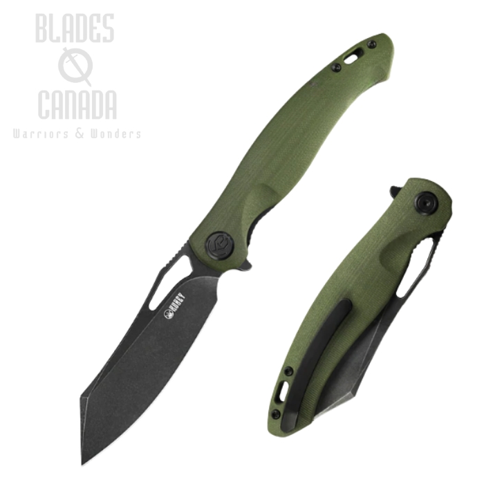 (image for) Kubey Drake Flipper Folding Knife, AUS 10 Darkwash, G10 OD, KU239B
