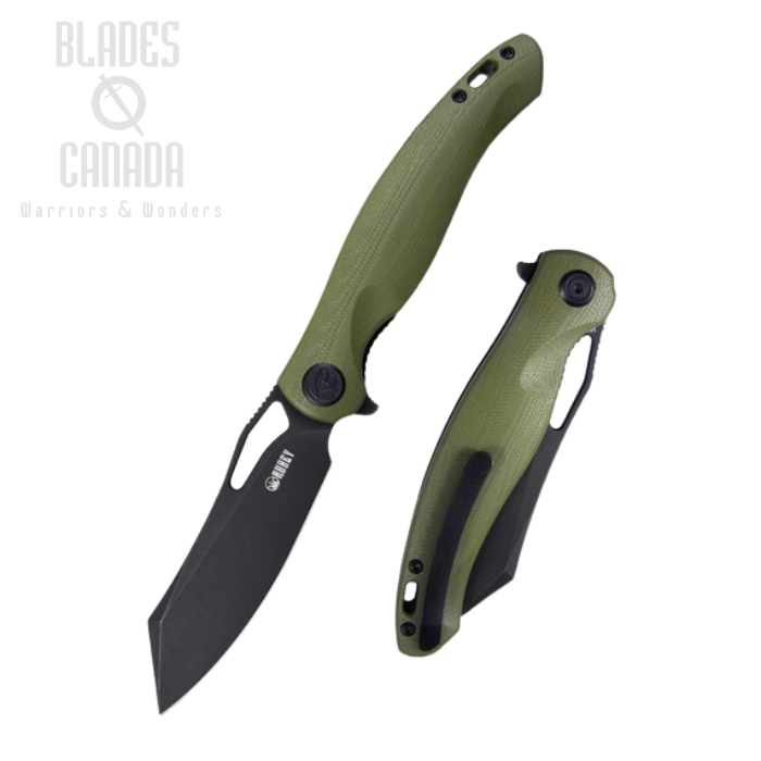 (image for) Kubey Drake Flipper Folding Knife, 14C28N Black, G10 OD Green, KB239F