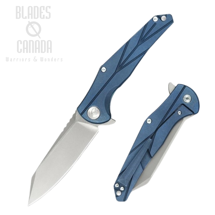 (image for) Kubey Peacewalker Flipper Framelock Knife, M390, Titanium Blue, KB252B