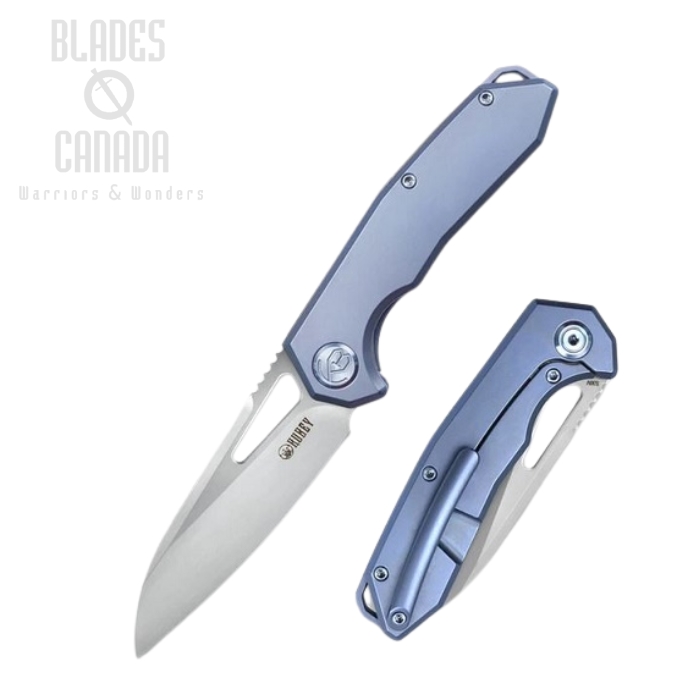 (image for) Kubey Vagrant Framelock Folding Knife, S30V, Blue Titanium, KB284B