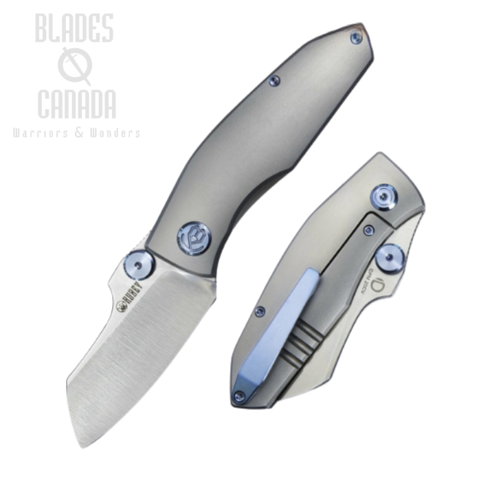 (image for) Kubey Monsterdog Framelock Folding Knife, CPM 20CV Satin, Titanium, KB285
