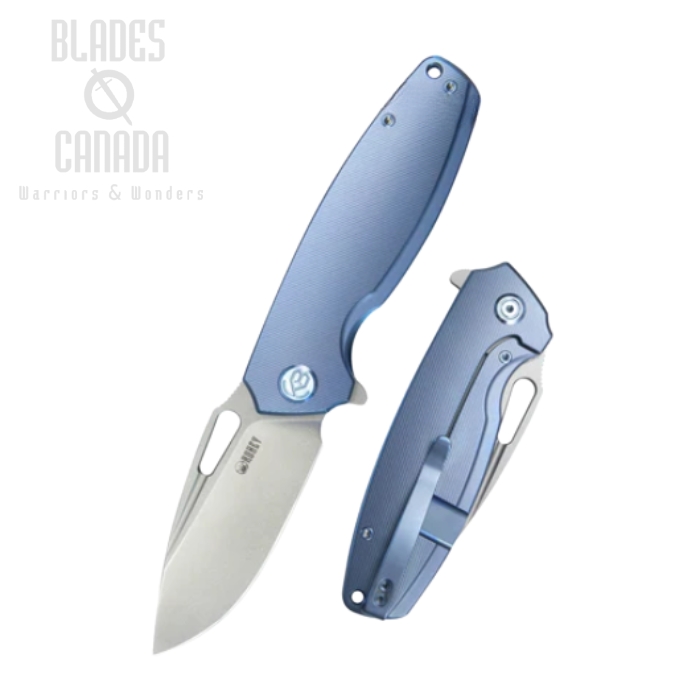 (image for) Kubey Tityus Flipper Framelock Knife, 14C28N, Titanium Blue, KB360D