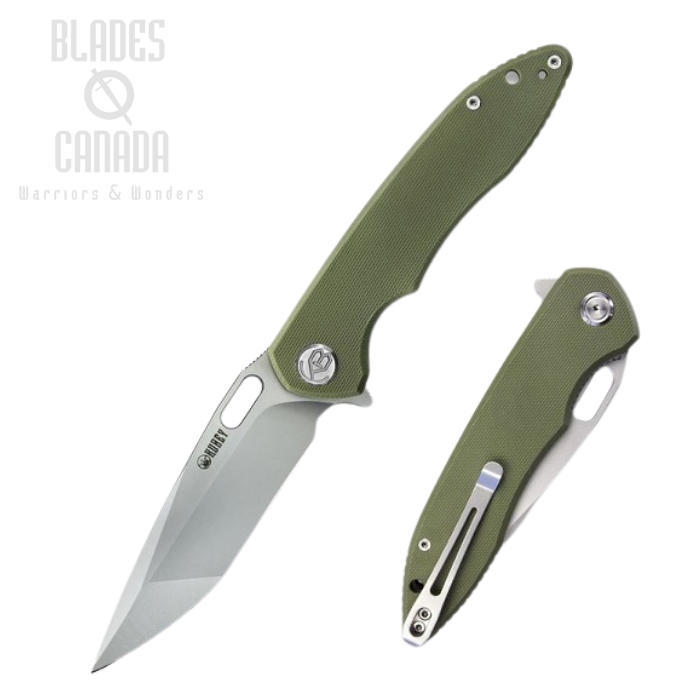 (image for) Kubey Darkness Flipper Folding Knife, AUS 10, G10 OD Green, KUB003B