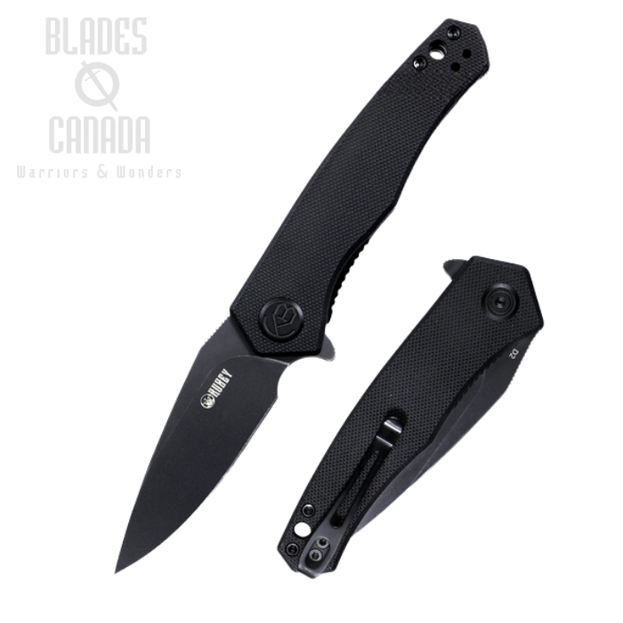 (image for) Kubey Flipper Folding Knife, D2 Black SW, G10 Black, KU055B