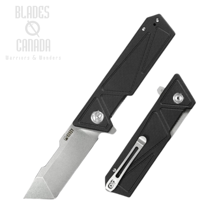 (image for) Kubey Avenger Outdoor Flipper Folding Knife, D2 Tanto, G10 Black, KU104A