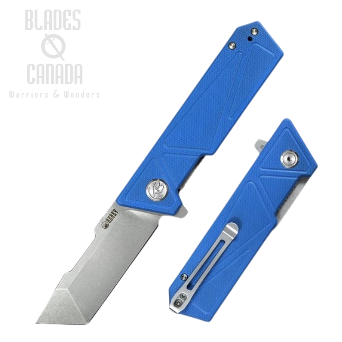 (image for) Kubey Avenger Outdoor Flipper Folding Knife, D2 Tanto , G10 Blue, KU104C