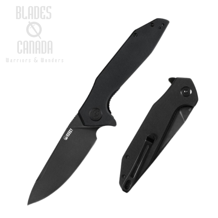(image for) Kubey Nova Flipper Folding Knife, D2 Black, G10 Black, KU117B