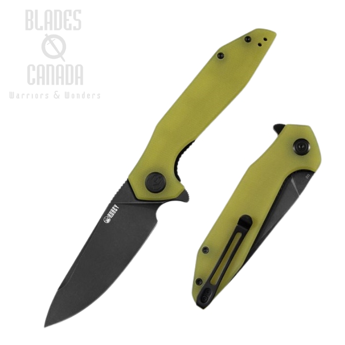 Kubey Nova Flipper Folding Knife, D2 Black SW, G10 Yellow, KU117C (image for) Kubey Nova Flipper Folding Knife, D2 Black SW, G10 Yellow, KU117C