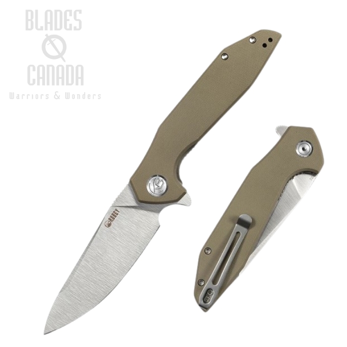 Kubey Nova Flipper Folding Knife, D2 Satin, G10 Tan, KU117F (image for) Kubey Nova Flipper Folding Knife, D2 Satin, G10 Tan, KU117F