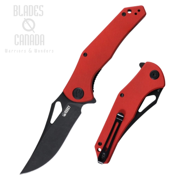 (image for) Kubey 149C Flipper Folding Knife, D2 Black, G10 Red, KU149C