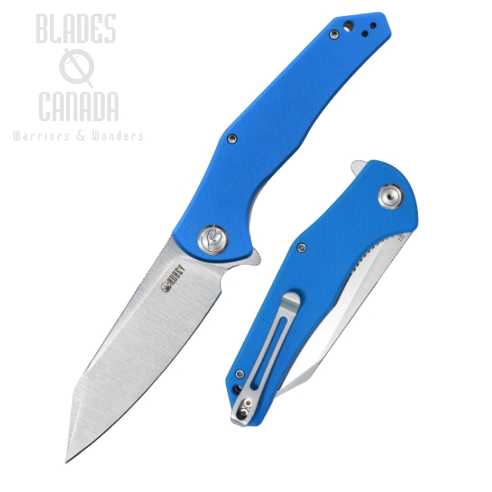 Kubey Flash Flipper Folding Knife, D2 Satin, G10 Blue, KU158A (image for) Kubey Flash Flipper Folding Knife, D2 Satin, G10 Blue, KU158A