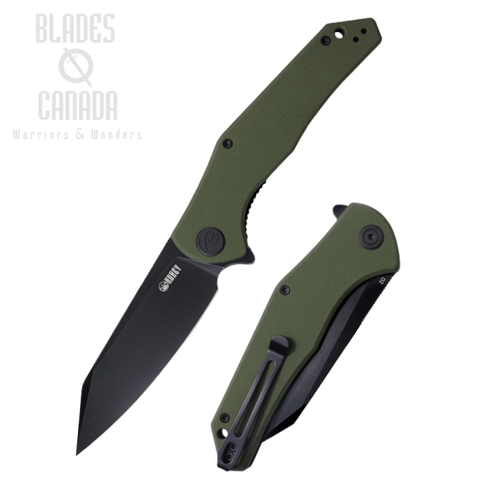 (image for) Kubey Flash Flipper Folding Knife, D2 Black, G10 Green, KU158B
