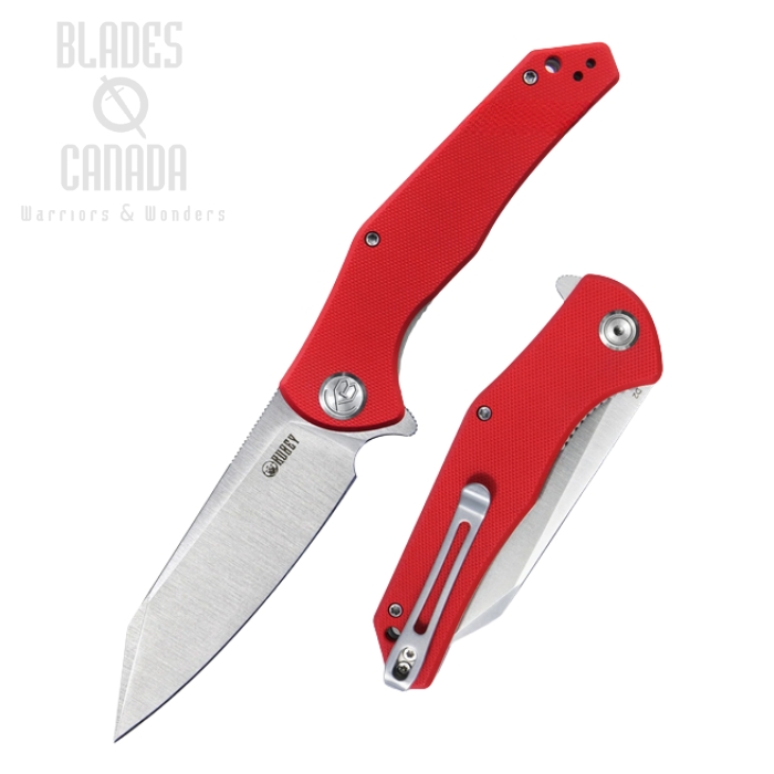 (image for) Kubey Flash Flipper Folding Knife, D2 Satin, G10 Red, KU158D
