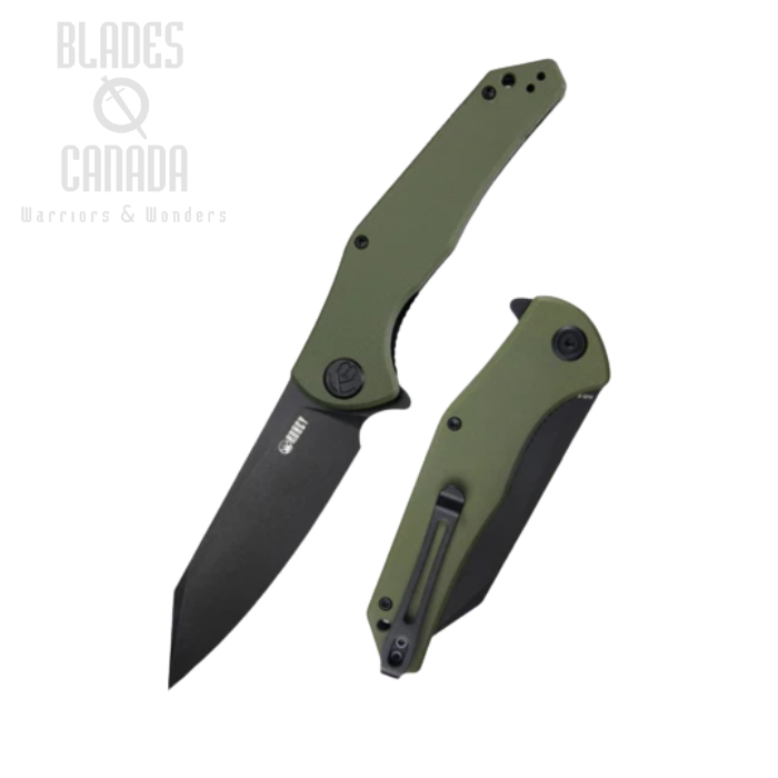 Kubey Flash Flipper Folding Knife, AUS10 Black, G10 Green, KU158F (image for) Kubey Flash Flipper Folding Knife, AUS10 Black, G10 Green, KU158F