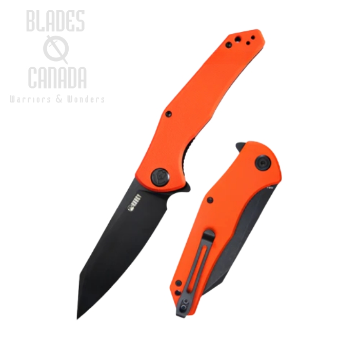 Kubey Flash Flipper Folding Knife, AUS10 Black, G10 Orange, KU158G (image for) Kubey Flash Flipper Folding Knife, AUS10 Black, G10 Orange, KU158G