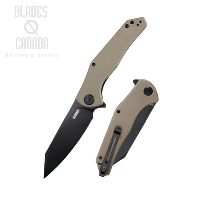Kubey Flash Flipper Folding Knife, AUS10 Black, G10 Tan, KU158J (image for) Kubey Flash Flipper Folding Knife, AUS10 Black, G10 Tan, KU158J