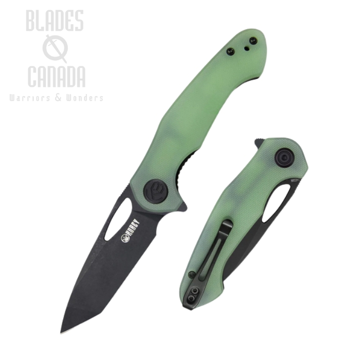 (image for) Kubey Dugu Flipper Folding Knife, 14C28N Black SW, G10 Jade, KU159E