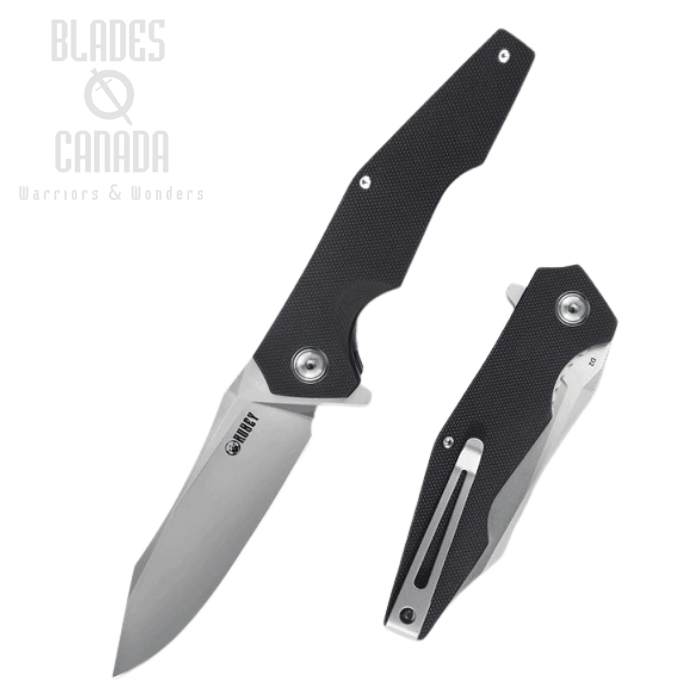 (image for) Kubey Linerlock Flipper Folding Knife, D2 Steel, G10 Black, KU161