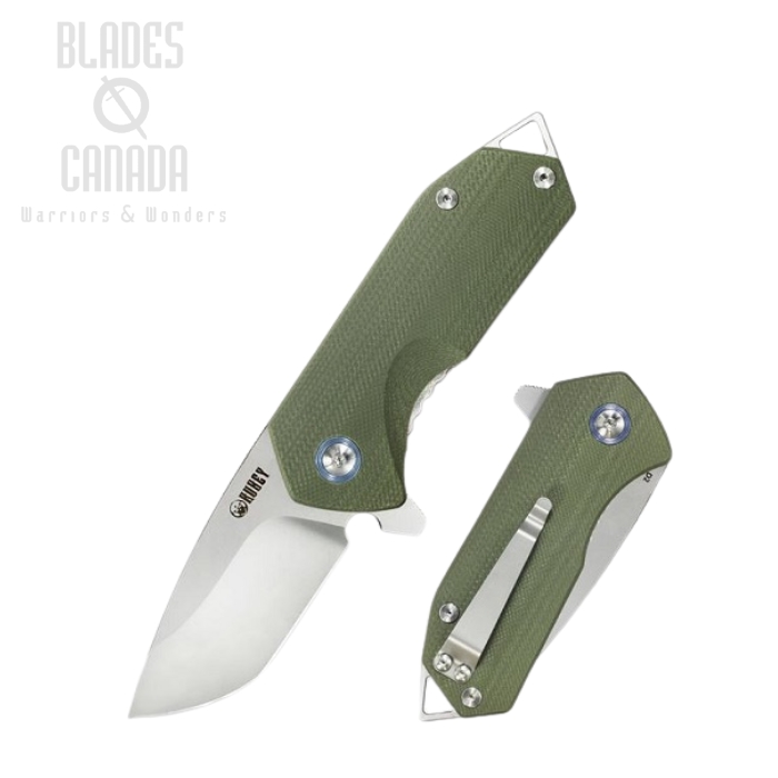 Kubey Chubby Flipper Folding Knife, D2 Steel, G10 OD Green, KU203B (image for) Kubey Chubby Flipper Folding Knife, D2 Steel, G10 OD Green, KU203B