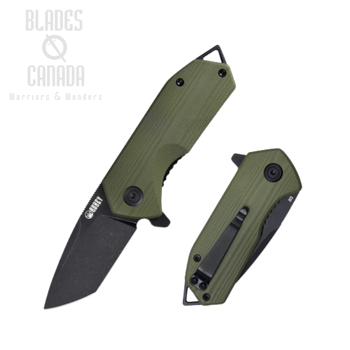 (image for) Kubey Campe Flipper Folding Knife, D2 Black SW, G10 Green, KU203H