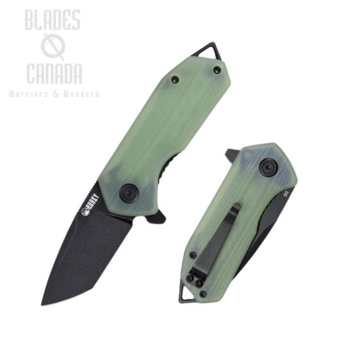 (image for) Kubey Campe Flipper Folding Knife, D2 Black SW, G10 Jade, KU203I