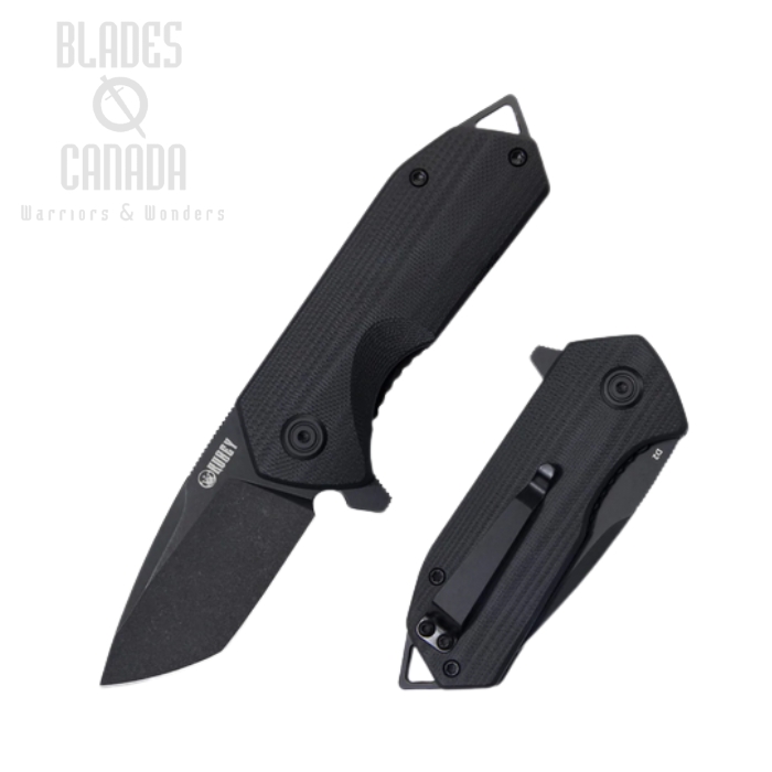 (image for) Kubey Campe Flipper Folding Knife, D2 Black SW, G10 Black, KU203J