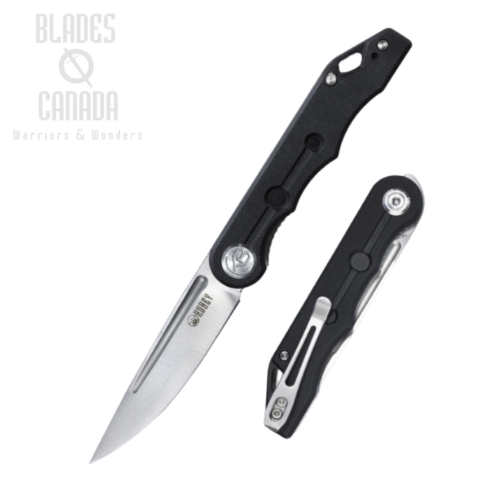 (image for) Kubey Mize Flipper Folding Knife, 14C28N Sandvik, G10 Black, KU2101A