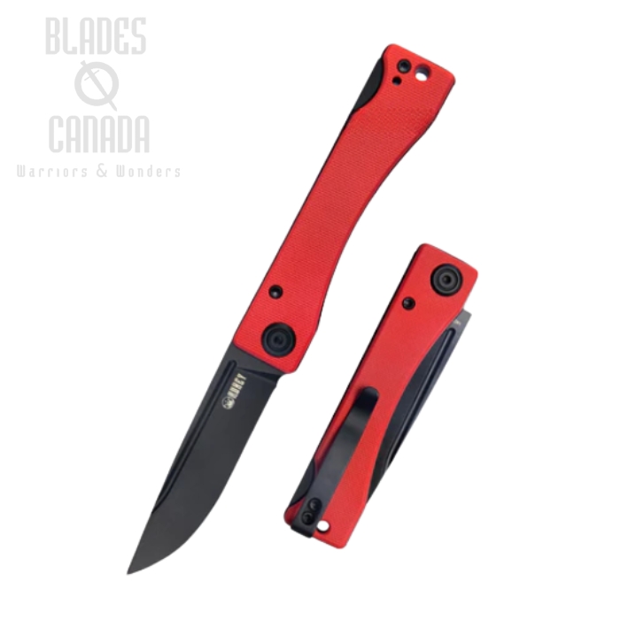 (image for) Kubey Akino Folding Knife, 14C28N Black, G10 Red, KU2102C
