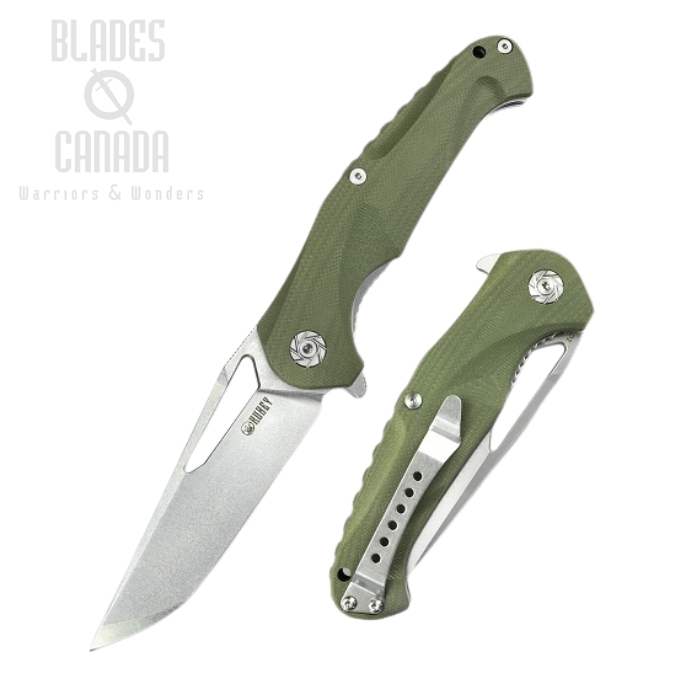 (image for) Kubey Dugu Flipper Folding Knife, D2 Tanto, G10 Green, KU210B-1