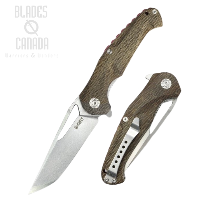 (image for) Kubey Dugu Flipper Folding Knife, D2 Steel, Micarta Handle, KU210D