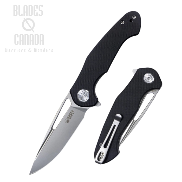 (image for) Kubey Dugu Flipper Folding Knife, 14C28N Sandvik, G10 Black, KU210E