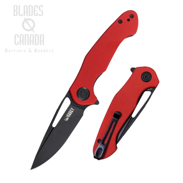 (image for) Kubey Dugu Flipper Folding Knife, 14C28N Black SW, G10 Red, KU210F