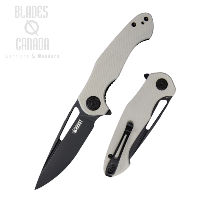 (image for) Kubey Dugu Flipper Folding Knife, 14C28N Black SW, G10 Ivory, KU210G