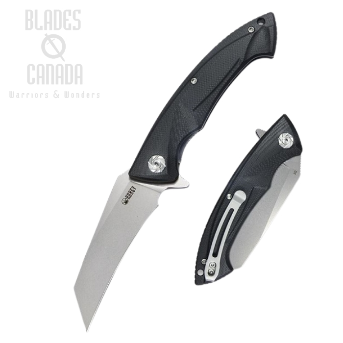 (image for) Kubey Anteater Flipper Folding Knife, D2 Hawkbill, G10 Black, KU212A