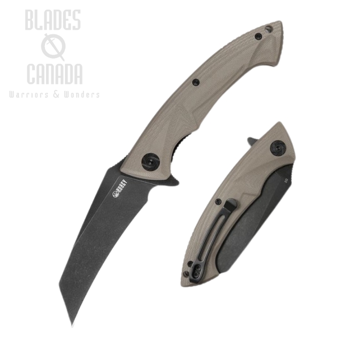 (image for) Kubey Anteater Flipper Folding Knife, D2 Hawkbill Black SW, G10 Tan, KU212C