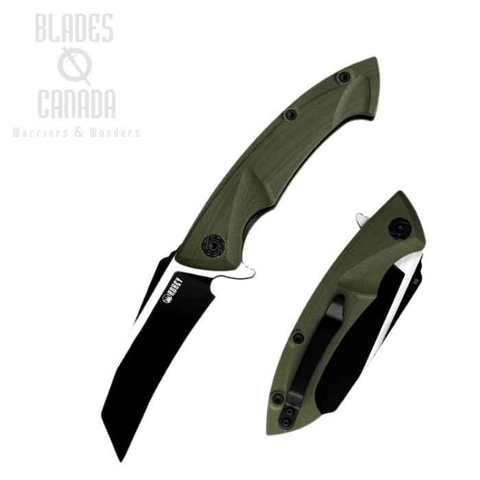 Kubey Anteater Hawkbill Flipper Folding Knife, D2 Black, G10 OD Green, KU212F (image for) Kubey Anteater Hawkbill Flipper Folding Knife, D2 Black, G10 OD Green, KU212F