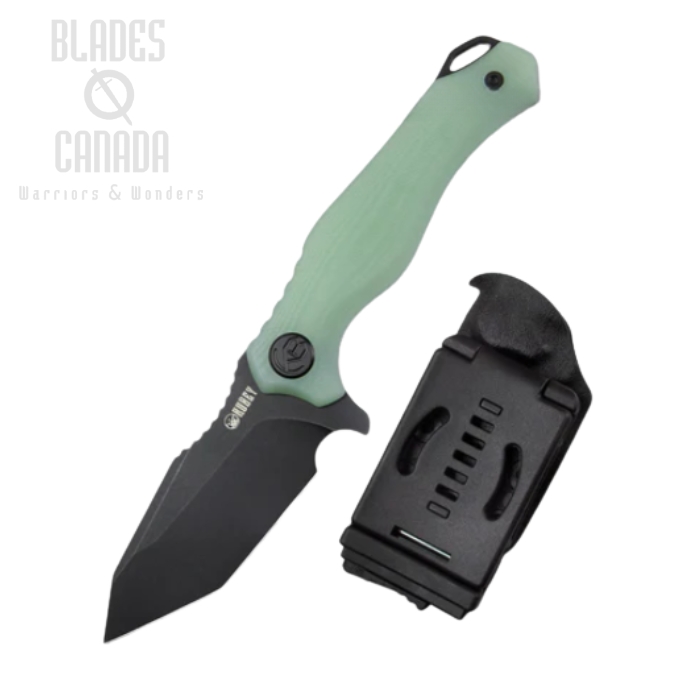 (image for) Kubey Golf Fixed Blade Knife, AUS10 Black, G10 Jade, Kydex Sheath, KU230D