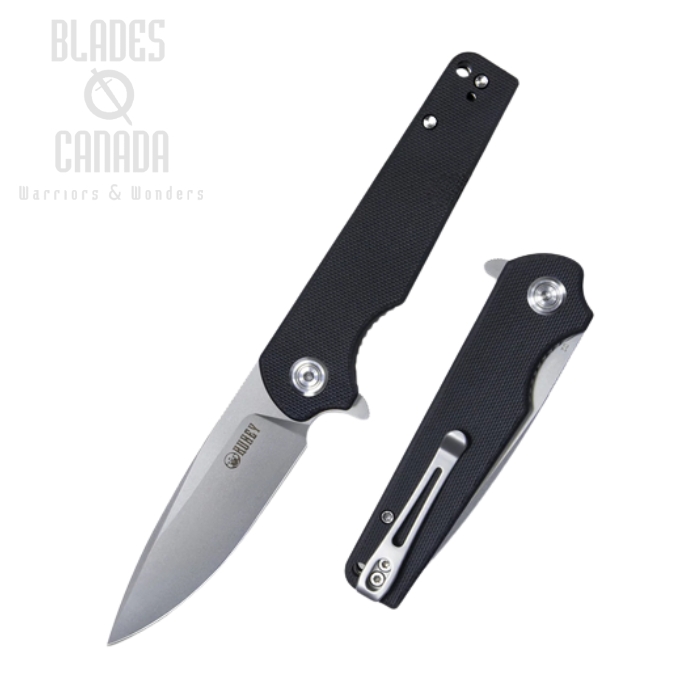(image for) Kubey Wolverine Flipper Folding Knife, D2 Steel, G10 Black, KU233A
