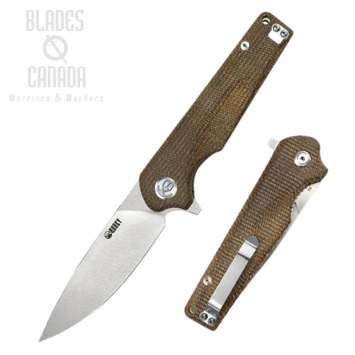 (image for) Kubey Wolverine Flipper Folding Knife, D2 Steel, Micarta Handle, KU233C