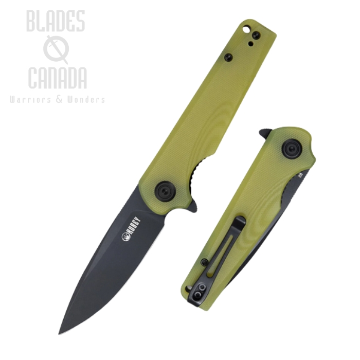 (image for) Kubey Wolverine Flipper Folding Knife, D2 Black SW, G10 Translucent Yellow, KU233D