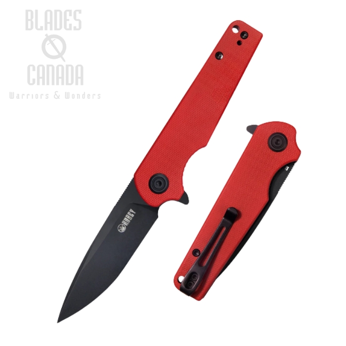 (image for) Kubey Wolverine Flipper Folding Knife, D2 Black SW, G10 Red, KU233E