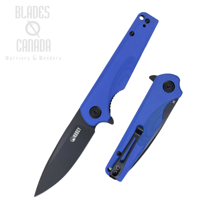 (image for) Kubey Wolverine Flipper Folding Knife, D2 Black SW, G10 Blue, KU233F